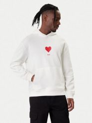 HUGO Bluza Dalentinos 50554025 Biały Relaxed Fit. Białe bluzy Hugo, m, bez wzorów, z bawełny, bez kaptura. Za 599.99 zł.