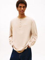 Tommy Jeans Męska koszula z długim rękawem Mężczyźni Bawełna beżowy wypukły wzór tkaniny, S. Brązowe koszule Tommy Jeans, m, bez wzorów, z bawełny, bez kołnierzyka, bez ramiączek. Za 289.95 zł.