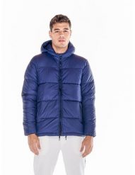 Męska kurtka z kapturem Welcome Back. Niebieskie kurtki LEONE 1947 APPAREL, l, bez wzorów, z materiału, z kapturem. Za 336.76 zł.