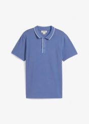Shirt polo z czystej bawełny pique. Niebieskie koszulki polo bonprix, l, bez wzorów, z bawełny, bez kołnierzyka, bez ramiączek. Za 69.99 zł.