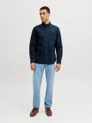 Jack & Jones Koszula - Regular fit - w kolorze granataowym rozmiar: XL. Niebieskie koszule Jack & Jones, xl, bez wzorów, z bawełny, bez kołnierzyka, bez ramiączek. Za 114.95 zł.