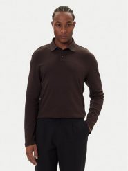 Calvin Klein Polo LV040EM909 Brązowy Regular Fit. Brązowe koszulki polo sportowe CALVIN KLEIN, m, bez wzorów, z bawełny, bez kołnierzyka, bez ramiączek. Za 239.99 zł.