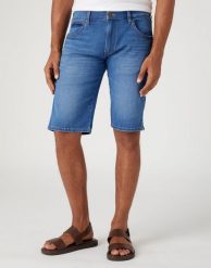 WRANGLER COLTON SHORTS MĘSKIE SZORTY SPODENKI BLUE VORTEX W16CXPZ35 112330744. Niebieskie szorty Wrangler, m, bez wzorów. Za 159.99 zł.