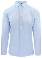 Delikatnie Wyszczuplana (Slim) Męska Koszula - Lanier - Błękit, Faktura w Jodełkę. Niebieskie koszule Lanier, m, bez wzorów, z bawełny, bez kołnierzyka, bez ramiączek. Za 175.00 zł.