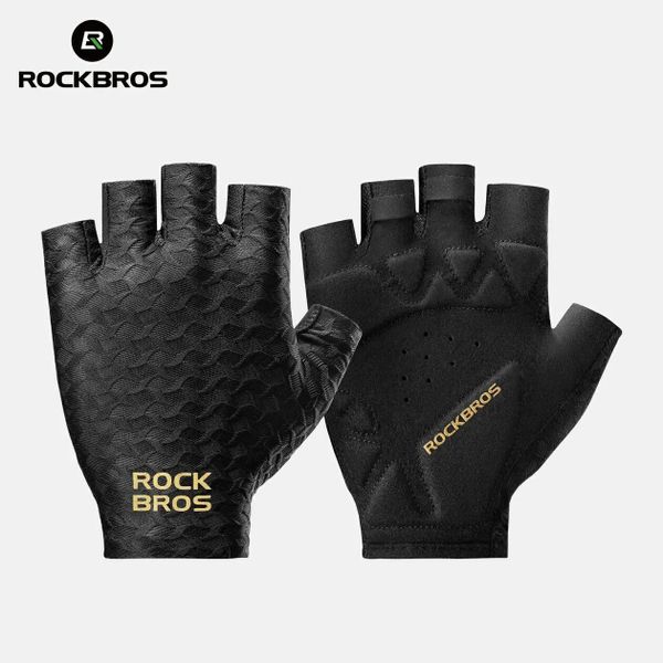 Rękawiczki kolarskie krótkie antywstrząsowe ROCKBROS. Czarne rękawiczki ROCKBROS, bez wzorów, z materiału. Za 91.52 zł.