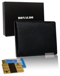 Portfel męski Ronaldo N992-SPDM-RON czarny. Czarne portfele RONALDO, bez wzorów, ze skóry. Za 36.00 zł.