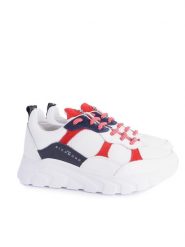 John Richmond Sneakersy "Sport" | 7001 B / Sport | Mężczyzna | Biały, Czerwony. Białe buty sportowe casual John Richmond, bez wzorów, z materiału, bez zapięcia. W wyprzedaży za 629.00 zł.