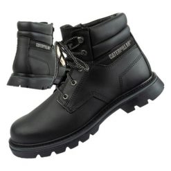 Buty zimowe Caterpillar Quadrate M P723802 czarne. Czarne botki sznurowane CAT, na jesień, bez wzorów, z materiału, przed kolano, bez obcasa, bez zapięcia. Za 626.18 zł.