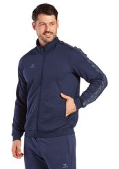Kurtka dresowa Erima Essential Team. Niebieskie kurtki Erima, s, bez wzorów, z dresówki, bez kaptura. Za 255.00 zł.