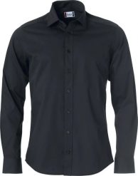 Clique Clark koszula z długim rękawem z bawełny — regular fit, Easy Care – black. Czarne koszule CLIQUE, l, bez wzorów, z bawełny, bez kołnierzyka, bez ramiączek. Za 212.53 zł.