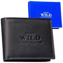 Portfel skórzany męski Always Wild AW-N6-MAL czarny. Czarne portfele Always Wild, bez wzorów, ze skóry. Za 42.99 zł.