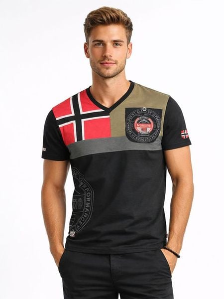 Geographical Norway Koszulka "J-Flag" w kolorze czarnym rozmiar: M. Czarne bezrękawniki Geographical Norway, m, bez wzorów, z bawełny, bez kołnierzyka, bez ramiączek. Za 65.69 zł.