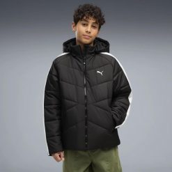 Młodzieżowa pikowana kurtka puchowa T7 z zamkiem PUMA. Czerwona kurtki Puma, m, bez wzorów, z dresówki, z kapturem. Za 429.00 zł.