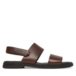 Sandały Tommy Hilfiger. Brązowe sandały Tommy Hilfiger, bez zapięcia. Za 309.99 zł.