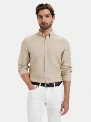 BOSS Koszula H-Liam 50556077 Beżowy Regular Fit. Brązowe koszule Boss, m, bez wzorów, ze lnu, bez kołnierzyka, bez ramiączek. Za 599.99 zł.