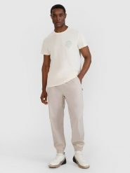 4F Spodnie casual męskie - beżowe 3XL. Brązowe spodnie materiałowe 4F, na co dzień, l, bez wzorów, z dresówki, casualowe. W wyprzedaży za 149.99 zł.