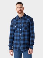WRANGLER MĘSKA KOSZULA LS WESTERN SHIRT FEDERAL BLUE 112341162 W556015591. Niebieskie koszule Wrangler, l, bez wzorów, bez kołnierzyka, bez ramiączek. Za 179.99 zł.
