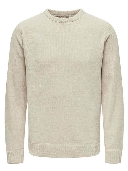 ONLY & SONS Sweter w kolorze beżowym rozmiar: L. Brązowe swetry nierozpinane Only & Sons, l, bez wzorów, z bawełny, bez kołnierzyka, bez ramiączek. Za 100.52 zł.