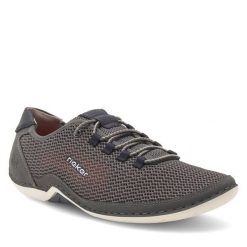 Półbuty Rieker. Szare eleganckie półbuty Rieker, bez wzorów, bez obcasa, bez zapięcia. Za 329.99 zł.