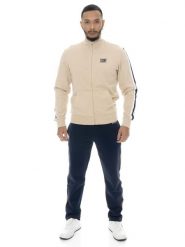 Dres męski Leone Easy z kołnierzem i zamkiem błyskawicznym z bawełny nieczesanej. Białe komplety dresowe LEONE 1947 APPAREL, m, bez wzorów, z bawełny, bez ramiączek. Za 231.51 zł.