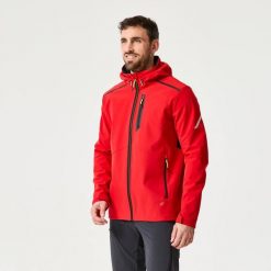 Kurtka softshell żeglarska męska Decathlon 500. Szare kurtki Decathlon, m, bez wzorów, z materiału, z kapturem. Za 239.99 zł.
