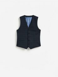 Garniturowa kamizelka - granatowy. Niebieskie garnitury Reserved, l, bez wzorów, z tkaniny. Za 159.99 zł.