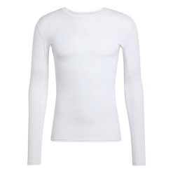 Koszulka z długim rękawem adidas Techfit. Białe bielizna termoaktywna Adidas, bez wzorów, z materiału, bez ramiączek, do piłki nożnej. Za 164.75 zł.