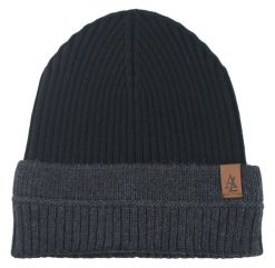 Jesienno-Zimowa Czapka (beanie) – Alties - Czarna z Grafitem. Czarne czapki zimowe Alties, bez wzorów, z dzianiny. Za 59.00 zł.