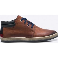 Domeno - Buty. Brązowe botki sznurowane Domeno, bez wzorów, z gumy, z okrągłym noskiem, bez obcasa, bez zapięcia. W wyprzedaży za 259.90 zł.