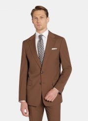 PAKO LORENTE - Gładka brązowa marynarka garniturowa. Brązowe garnitury Pako Lorente, do pracy, m, bez wzorów, z elastanu. Za 999.99 zł.