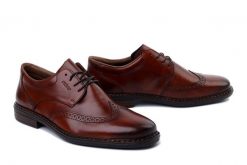 RIEKER 17620-24 brown, półbuty męskie. Brązowe eleganckie półbuty Rieker, bez wzorów, ze skóry, bez obcasa, bez zapięcia. Za 373.92 zł.