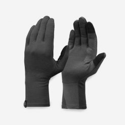 Rękawiczki wewnętrzne trekkingowe dla dorosłych Forclaz MT500 merino. Szare rękawiczki FORCLAZ, bez wzorów, z elastanu. Za 64.99 zł.