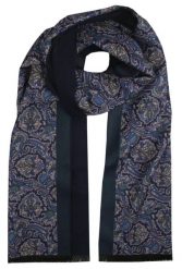 Elegancki Szalik Bawełniany - Alties - Granat z Orientalnym Wzorem. Niebieskie szaliki Alties, bez wzorów, z bawełny. Za 99.00 zł.