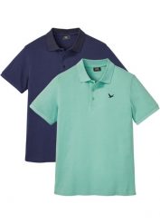 Shirt polo, krótki rękaw (2 szt.). Zielone bluzki z długim rękawem bonprix, l, bez wzorów, bez kołnierzyka, bez ramiączek. Za 132.99 zł.