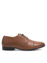 Lanetti Półbuty MOSE-20 MBS Brązowy. Brązowe eleganckie półbuty Lanetti, bez wzorów, z tworzywa sztucznego, bez obcasa, bez zapięcia. Za 149.99 zł.