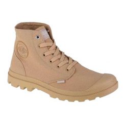 Męskie Buty Do Kostki Z Logo. Brązowe buty turystyczne Palladium, bez wzorów, z gumy, bez zapięcia, trekkingowe. Za 562.99 zł.
