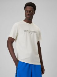 4F T-shirt regular z nadrukiem męski - beżowy 3XL. Brązowe t-shirty 4F, m, bez wzorów, z bawełny, bez kołnierzyka, bez ramiączek. Za 69.99 zł.