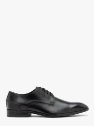 Klasyczne skórzane półbuty wizytowe DARIO. Czarne eleganckie półbuty Ryłko, bez wzorów, ze skóry, bez obcasa, bez zapięcia. Za 429.99 zł.