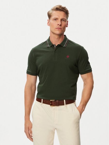 Beverly Hills Polo Club Polo P-SS26M-P450111 Zielony ciemny Regular Fit. Zielone koszulki polo Beverly Hills Polo Club, m, bez wzorów, z bawełny, bez kołnierzyka, bez ramiączek. Za 229.99 zł.