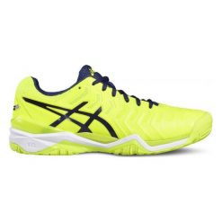 Asics Gel-Resolution 7 e701y-0749 46 Granatowe. Żółte buty do biegania marki ASICS, z syntetyku. W wyprzedaży za 379.99 zł.