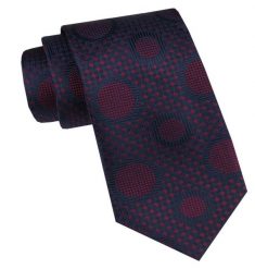 Elegancki i Modny Krawat Jedwabny - Alties - Granatowy w Duże Grochy. Czerwone krawaty i muchy Alties, bez wzorów, z jedwabiu. Za 115.00 zł.