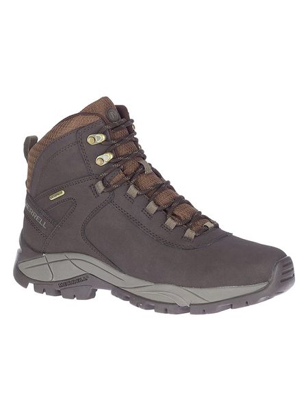 Merrell Skórzane botki turystyczne "Vego Mid" w kolorze brązowym rozmiar: 43. Brązowe buty trekkingowe Merrell, bez wzorów, bez zapięcia. Za 334.60 zł.