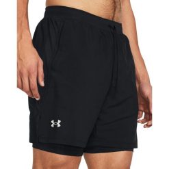 Under Armour UA LAUNCH 7 2-IN-1 SHORTS Spodenki męskie. Czarne odzież kompresyjna Under Armour, l, bez wzorów, z dzianiny, do biegania. W wyprzedaży za 153.99 zł.