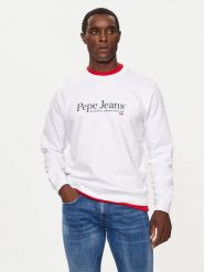 Pepe Jeans Bluza PM582699 Biały Regular Fit. Białe bluzy Pepe Jeans, m, bez wzorów, z bawełny, bez kaptura. Za 179.99 zł.