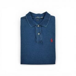 Second life - Koszulka polo męska z krótkim rękawem niebieska - Jak nowy. Niebieskie koszulki polo RALPH LAUREN, m, bez wzorów, bez kołnierzyka, bez ramiączek, na golfa. Za 126.86 zł.