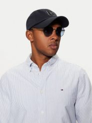 Guess Jeans Czapka z daszkiem M5RZ16 WF8V1 Granatowy. Niebieskie czapki z daszkiem Guess Jeans, z aplikacjami, z bawełny. Za 139.99 zł.