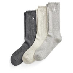 Zestaw 3 par wysokich skarpet męskich Polo Ralph Lauren. Szare skarpety Polo Ralph Lauren, bez wzorów. Za 169.99 zł.