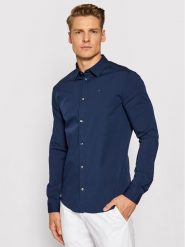 Tommy Jeans Koszula DM0DM04405 Granatowy Slim Fit. Niebieskie koszule Tommy Jeans, m, bez wzorów, z bawełny, bez kołnierzyka, bez ramiączek. Za 269.99 zł.