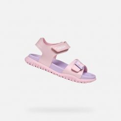Sandały GEOX J SANDAL FUSBETTO GI Rose. Czerwone sandały Geox, z syntetyku, bez zapięcia. Za 207.99 zł.