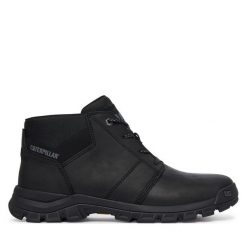 Trzewiki CAT Footwear. Czarne botki sznurowane CAT Footwear, bez wzorów, bez obcasa, bez zapięcia. Za 519.99 zł.